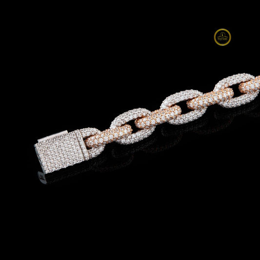 Round Cut Lab Grown Diamond Pave Oval Link Chain Bracelet