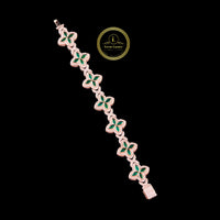 Floral Cut Green Moissanite Diamond Tennis Bracelet
