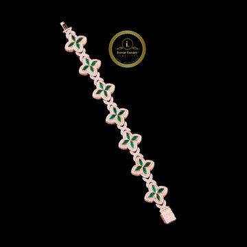 Floral Cut Green Moissanite Diamond Tennis Bracelet