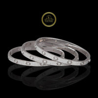 Round Cut Pave Moissanite Diamond Screw Motif Hinged Bangle Bracelet