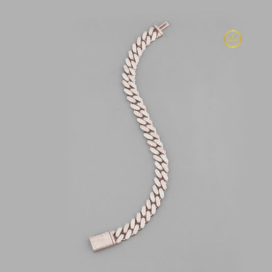 Round Cut Moissanite Diamond Pave Miami Cuban Link Bracelets