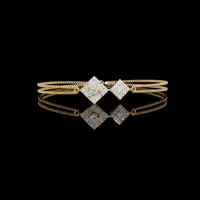 Round Cut Moissanite Diamond Geometric Square Double Chain Bracelet