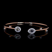 Elegant 14K Gold Bracelet Featuring Natural Twin Diamonds & Halo Setting