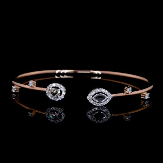 Elegant 14K Gold Bracelet Featuring Natural Twin Diamonds & Halo Setting