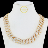 Full Pave Set Thorn Motif Cuban Link Chain Necklace with Moissanite