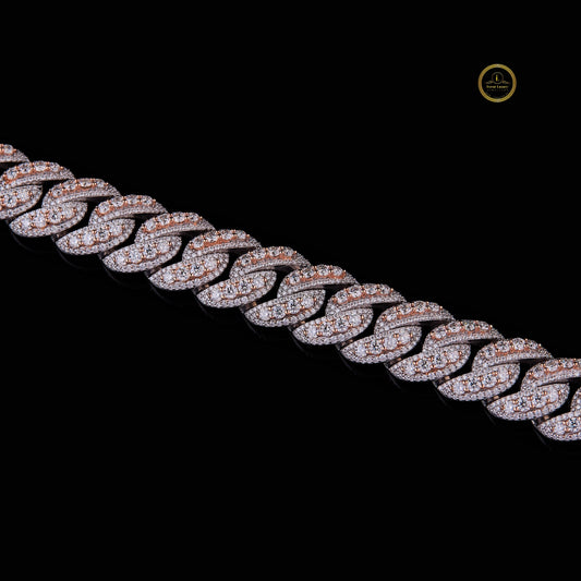 Iced Out Heavy Two Tone Choker Necklace Encrusted with Brilliant Cut Moissanite