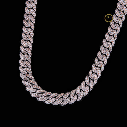 Iced Out Heavy Two Tone Choker Necklace Encrusted with Brilliant Cut Lab Grown Diamonds