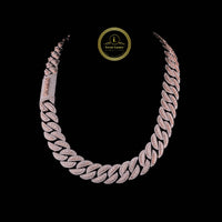 Full Pave Set Open Geometric Rectangular Link Chain Necklace with Moissanite