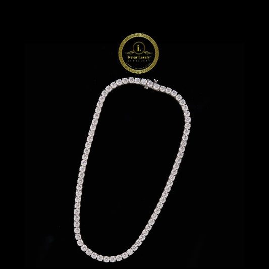 Hip Hop Moissanite Tennis Chain 925 Solid Silver Iced Out Necklace for Men
