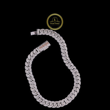 Iced Out Rectangular Frame Choker Necklace Encrusted with Brilliant Cut Moissanite