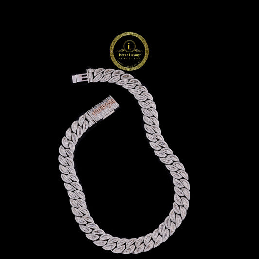 Iced Out Rectangular Frame Choker Necklace Encrusted with Brilliant Cut Moissanite