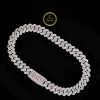 Custom DON Alphabet Clasp Straight Edge Cuban Link Chain Covered in Pave Lab Diamonds