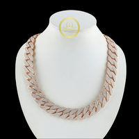 Iced Out Heavy Hollow Curb Choker Necklace Encrusted with Brilliant Cut Moissanite