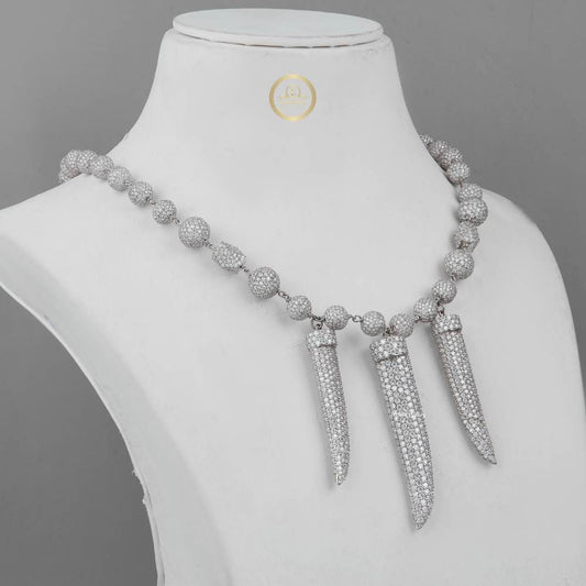 Iced Out Heavy Ball Choker Necklace Encrusted with Brilliant Cut Moissanite