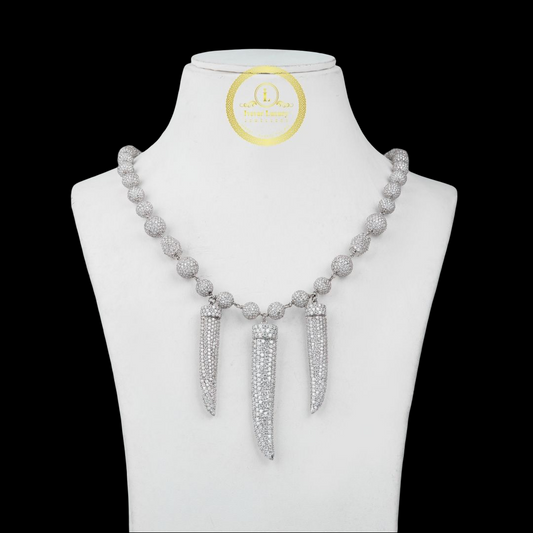 Iced Out Heavy Ball Choker Necklace Encrusted with Brilliant Cut Moissanite