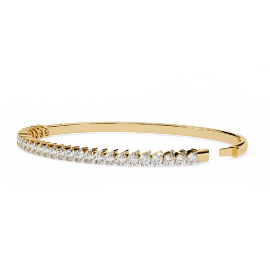 Round Moissanite Diamond Tennis Bangle Bracelet Prong Setting