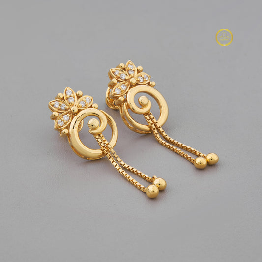 0.20 TCW Top Luxury Ethnic Royal Gold Drop Earrings with Floral Moissanite Diamond Stud by Ivevar