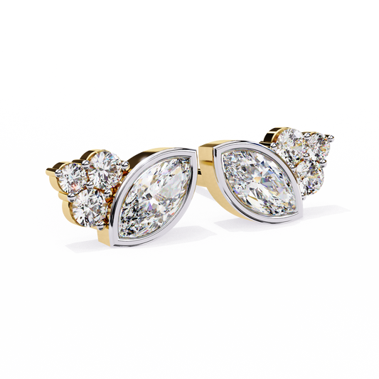 Exquisite Marquise Lab Grown Diamond Cluster Stud Earrings in Bezel Setting for Timeless Elegance