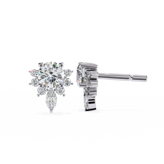 Sustainable Sparkle Top Luxury Round Cut Lab Grown Diamond Earring For Soft Corner