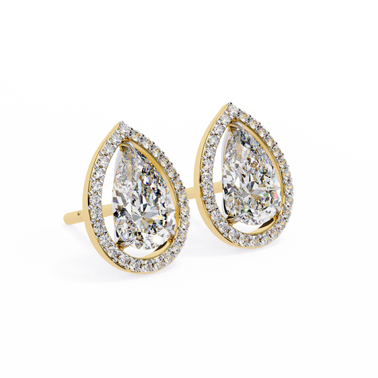 Luxury Lab Created Pear Shaped Halo Stud Earrings Perfect for Special Occasions