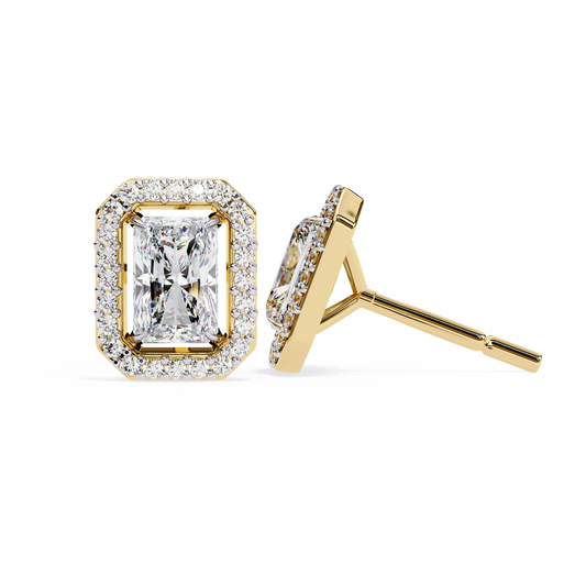 Best Lab Grown Radiant Cut Halo Diamond Earrings For Anniversary Gift