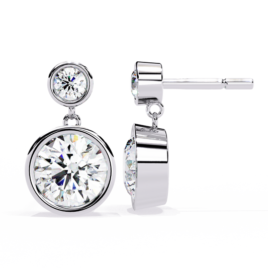 Sophisticated Lab Grown Bezel Set Radiant Round Diamond Earring for the Discerning