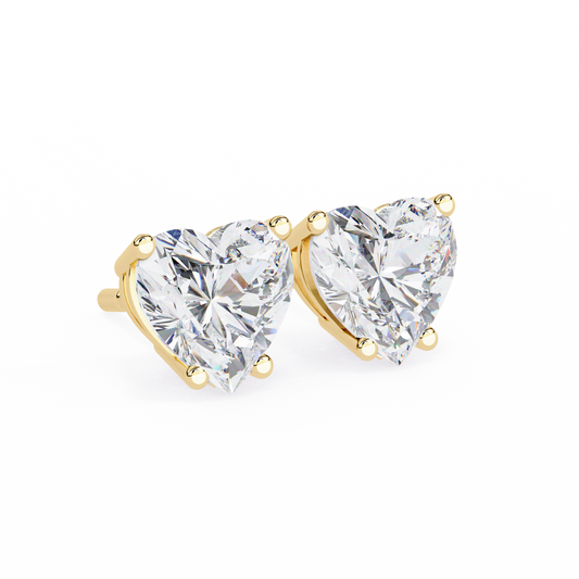 Romantic Brilliant Heart Shaped Lab Grown Stud Earrings in Elegant Prong Setting for Timeless Sparkle