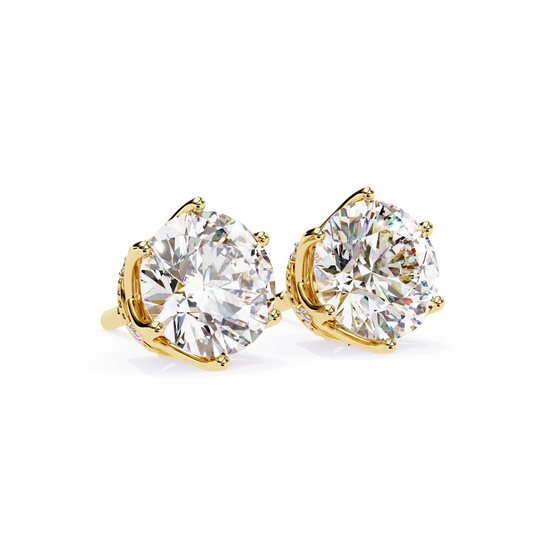 Premium Elegant Six Prong Round Cut Lab Diamond Solitaire Earrings for Her