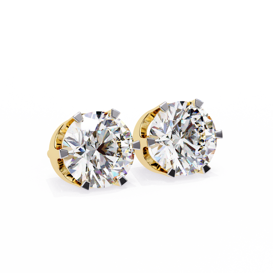 Luxury Lab Grown Diamond Round Cut Solitaire Stud Earrings with Classic Six Prong Setting