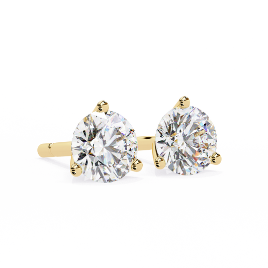 Premium Round Moissanite Diamond Stud Earrings Luxury Gift with Classic Three Prong Setting