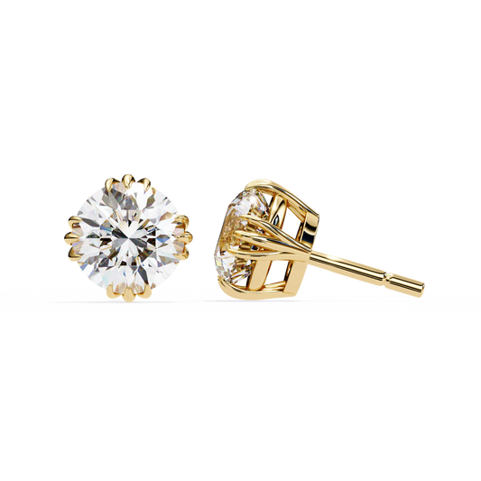 Luxury Radiant Round Cut Lab Diamond Solitaire Stud Earrings in Elegant Prong Setting