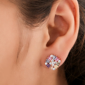 Elevated Comfort Rainbow Sapphire Diamond Huggies By Ivevar Luxe Essentials