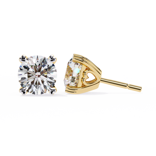 Gilded Affection Handcrafted Moissanite Diamond Round Studs for a Timeless Touch