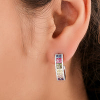 Luxury Rainbow Natural Sapphire Diamond Teardrop Earrings By Ivevar Fine Jewelry