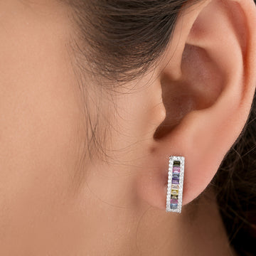 Luxury Sapphire Leverback Earrings And Rainbow Natural Gems Diamond Gift Box By Ivevar
