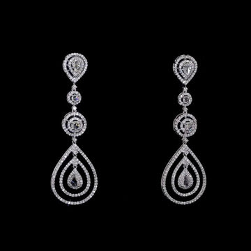 14K Gold Natural Diamond Tear-Drop Dangle Earrings Custom Designer Piece By Ivevar