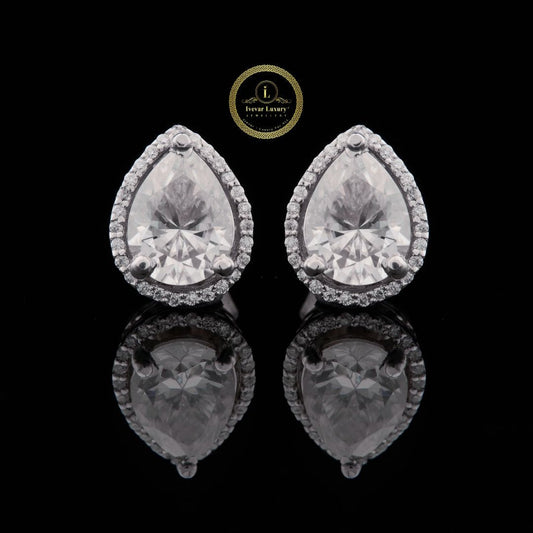 925 Sterling Silver Perfect Cut Passed Diamond Test D Color Water Drop Moissanite Stud Earrings for Women Gift Jewelry by Ivevar
