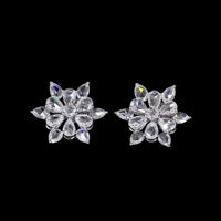 Handcrafted 14K Gold Petal Cluster Earrings with Rose Cut Diamonds