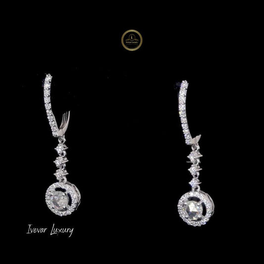 Minimalist 14K Gold Natural Rose-Cut Diamond Drop Earrings - view 2