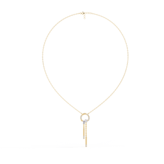 Lab Grown Diamond Circle Drop Bar Pendant Necklace