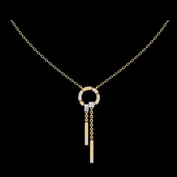 Moissanite Diamond Circle Drop Bar Pendant Necklace