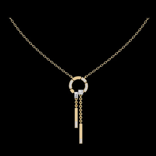 Moissanite Diamond Circle Drop Bar Pendant Necklace
