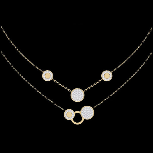 Double Layer Pave Circle Lab Grown Diamond Station Necklace