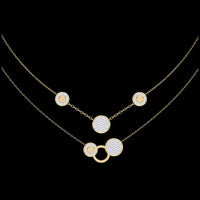Double Layer Pave Circle Moissanite Diamond Station Necklace