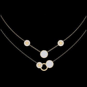 Double Layer Pave Circle Moissanite Diamond Station Necklace