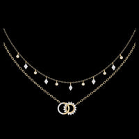 Double Layer Moon & Sun Shape Diamond Moissanite Necklace