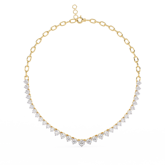 Graduated Round Moissanite Diamond V Necklace