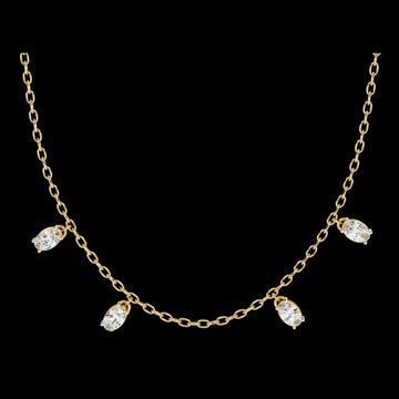 1.45 TCW luxury Moissanite Diamond Necklace Dainty Chain with Sparkling Oval Cut Diamonds