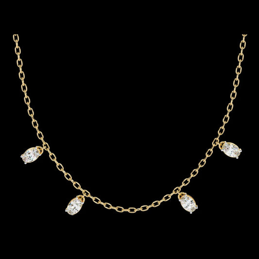 Oval Moissanite Diamond Dangle Chain Necklace