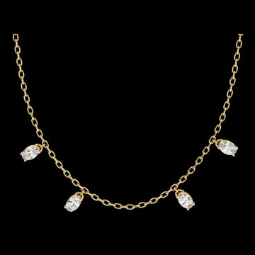Oval Moissanite Diamond Dangle Chain Necklace